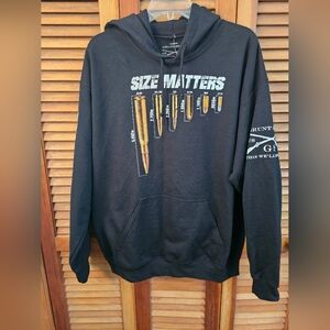 NWT Grunt Style “Size Matters” Black Pullover Hoodie Men’s Size L | Patriotic
